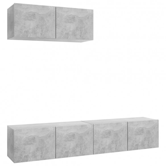 Meubles TV 3 pcs Gris béton Aggloméré