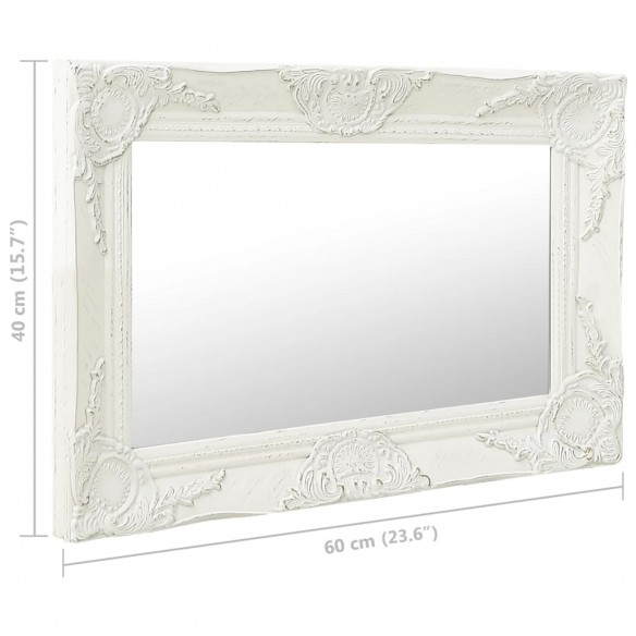 Miroir mural style baroque 60x40 cm Blanc