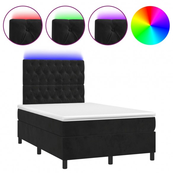 Cadre de lit matelas et LED Noir 120x200 cm Velours