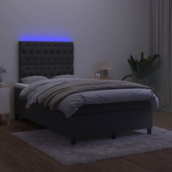 Cadre de lit matelas et LED Noir 120x200 cm Velours