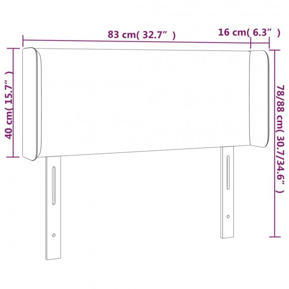 Tête de lit à LED Crème 83x16x78/88 cm Tissu