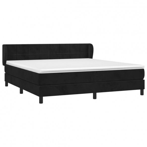 Cadre de lit et matelas Noir 160x200 cm Velours