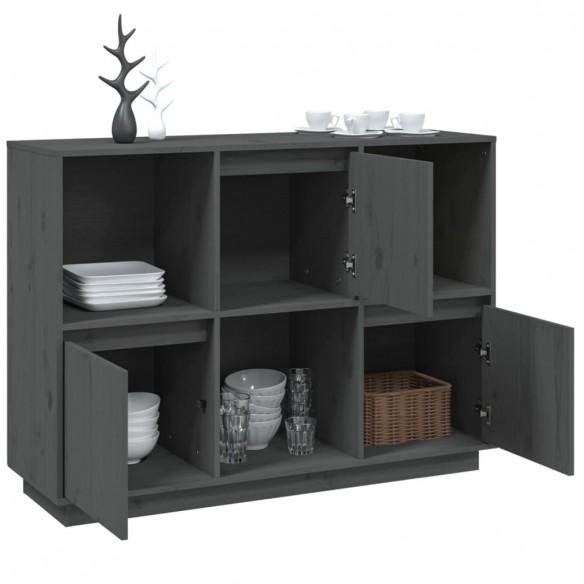 Buffet Gris 110,5x35x80 cm Bois massif de pin