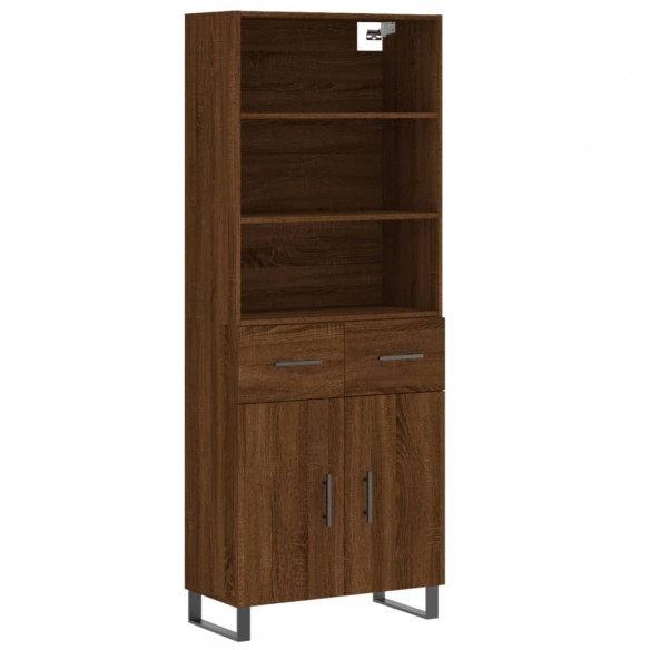 Buffet haut Chêne marron 69,5x34x180 cm Bois d'ingénierie