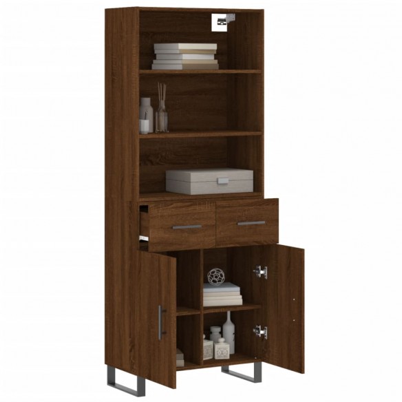 Buffet haut Chêne marron 69,5x34x180 cm Bois d'ingénierie