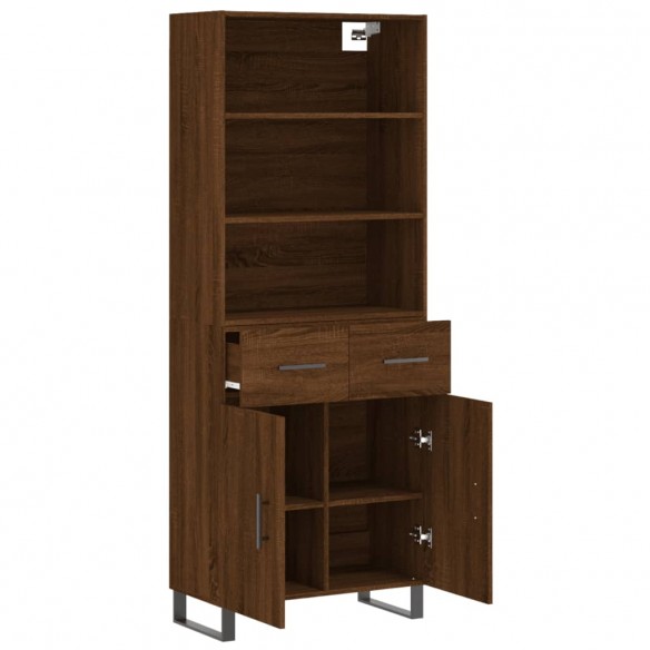 Buffet haut Chêne marron 69,5x34x180 cm Bois d'ingénierie