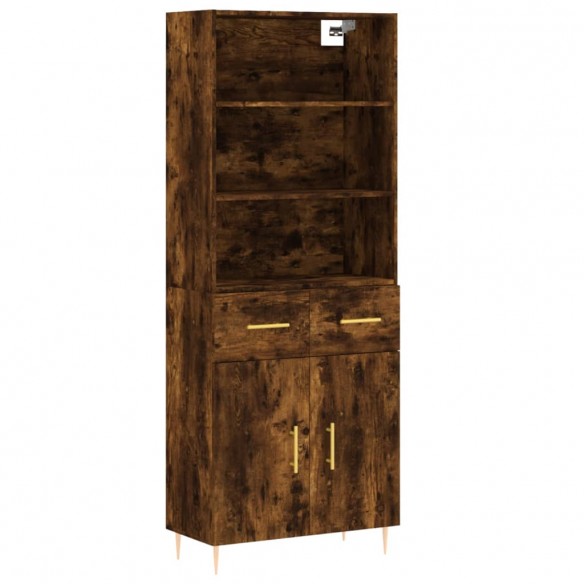 Buffet haut Chêne fumé 69,5x34x180 cm Bois d'ingénierie