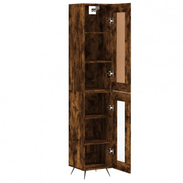 Buffet haut Chêne fumé 34,5x34x180 cm Bois d'ingénierie