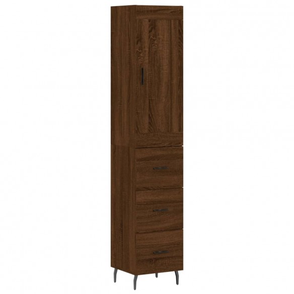 Buffet haut Chêne marron 34,5x34x180 cm Bois d'ingénierie