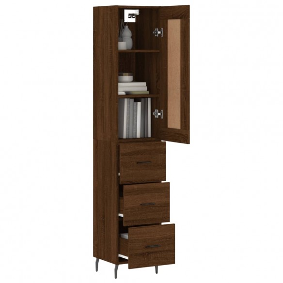 Buffet haut Chêne marron 34,5x34x180 cm Bois d'ingénierie