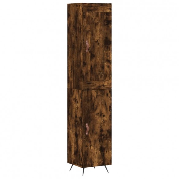 Buffet haut Chêne fumé 34,5x34x180 cm Bois d'ingénierie