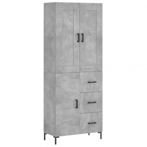 Buffet haut Gris béton 69,5x34x180 cm Bois d'ingénierie