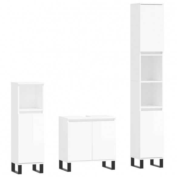 Ensemble de meubles de salle de bain 3 pcs blanc brillant