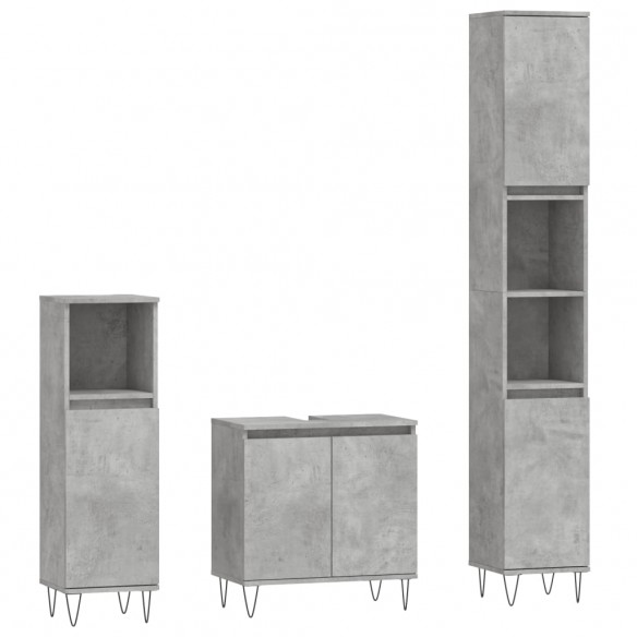 Ensemble de meubles de salle de bain 3 pcs gris béton