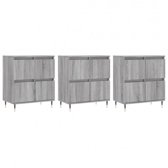 Buffets 3 pcs Sonoma gris Bois d'ingénierie