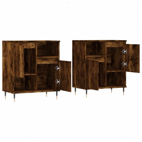 Buffets 2 pcs chêne fumé bois d'ingénierie