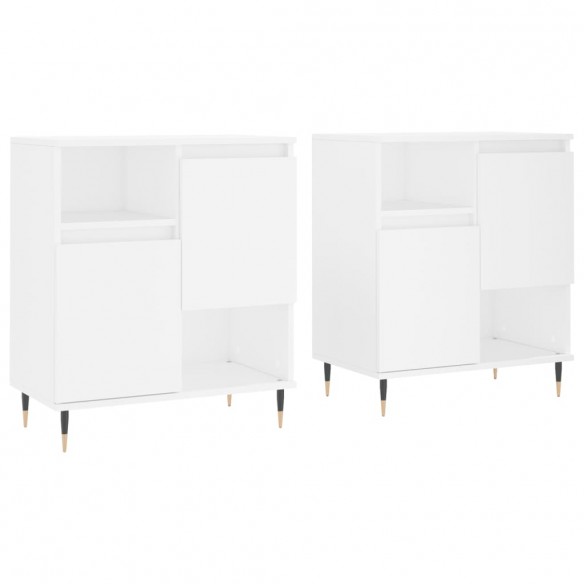 Buffets 2 pcs blanc bois d'ingénierie