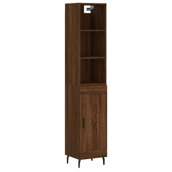 Buffet haut Chêne marron 34,5x34x180 cm Bois d'ingénierie