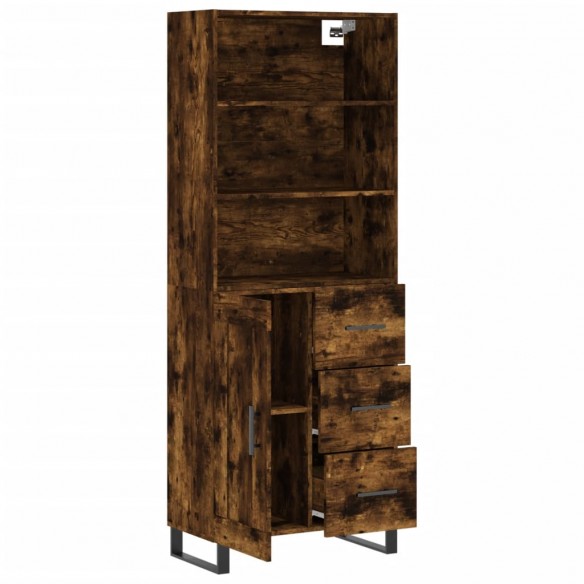 Buffet haut Chêne fumé 69,5x34x180 cm Bois d'ingénierie