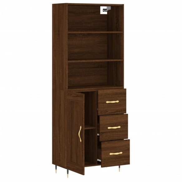 Buffet haut Chêne marron 69,5x34x180 cm Bois d'ingénierie