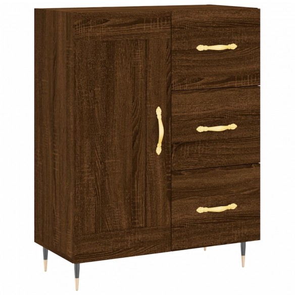 Buffet haut Chêne marron 69,5x34x180 cm Bois d'ingénierie