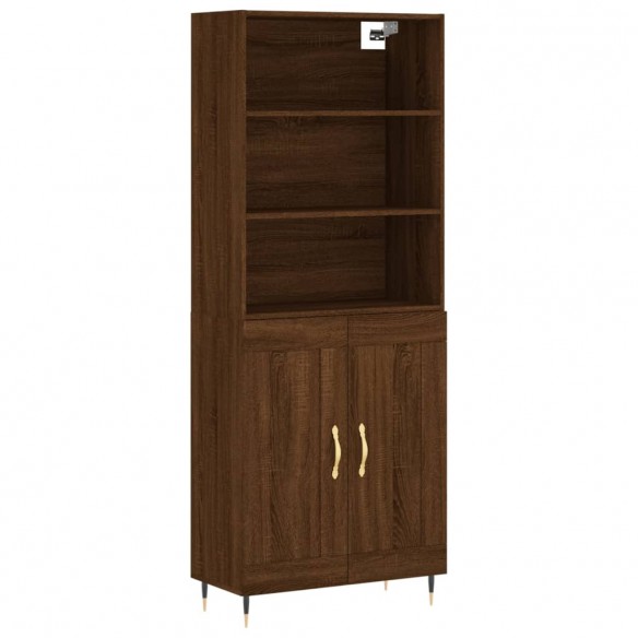 Buffet haut Chêne marron 69,5x34x180 cm Bois d'ingénierie