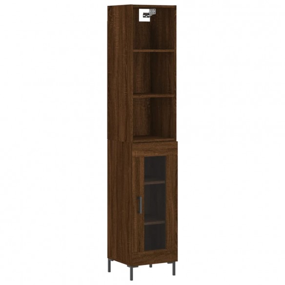 Buffet haut Chêne marron 34,5x34x180 cm Bois d'ingénierie