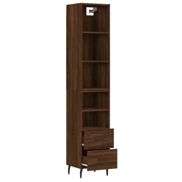 Buffet haut Chêne marron 34,5x34x180 cm Bois d'ingénierie