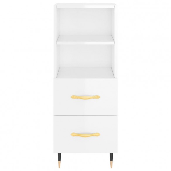 Buffet haut Blanc brillant 34,5x34x180 cm Bois d'ingénierie