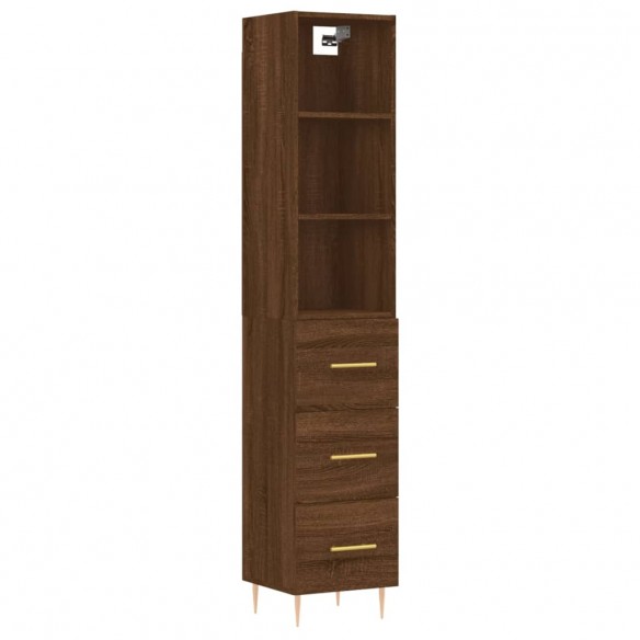 Buffet haut Chêne marron 34,5x34x180 cm Bois d'ingénierie