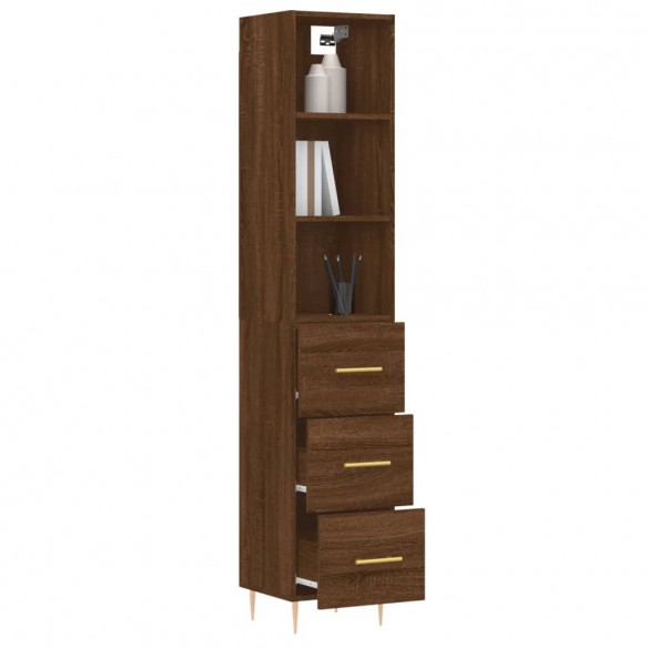 Buffet haut Chêne marron 34,5x34x180 cm Bois d'ingénierie