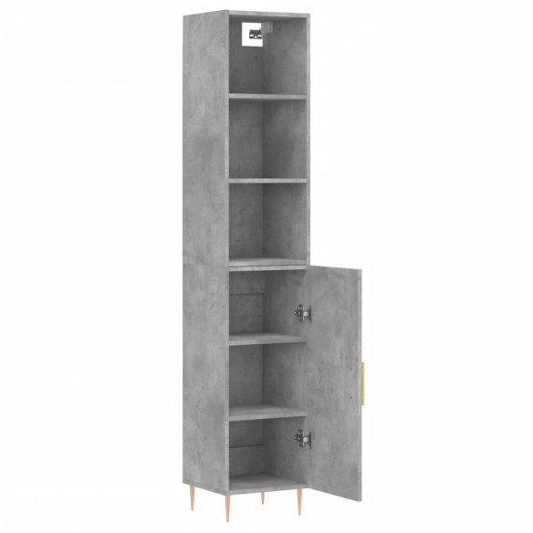 Buffet haut Gris béton 34,5x34x180 cm Bois d'ingénierie