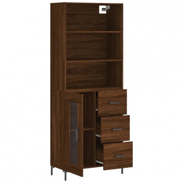 Buffet haut Chêne marron 69,5x34x180 cm Bois d'ingénierie