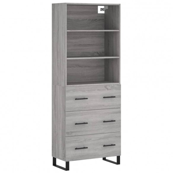 Buffet haut Sonoma gris 69,5x34x180 cm Bois d'ingénierie