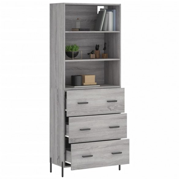 Buffet haut Sonoma gris 69,5x34x180 cm Bois d'ingénierie