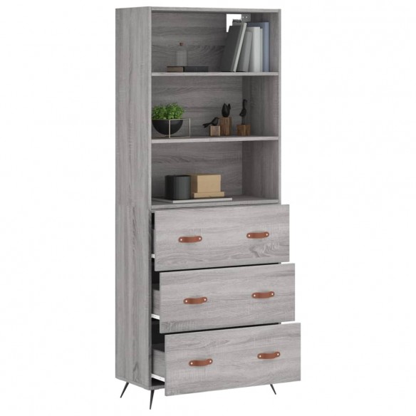 Buffet haut Sonoma gris 69,5x34x180 cm Bois d'ingénierie