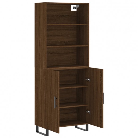 Buffet haut Chêne marron 69,5x34x180 cm Bois d'ingénierie