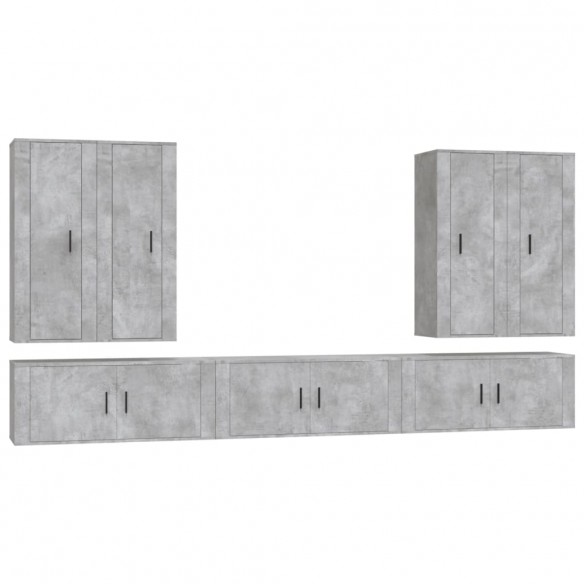 Ensemble de meubles TV 7 pcs Gris béton Bois d'ingénierie