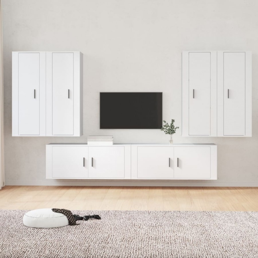 Ensemble de meubles TV 6 pcs Blanc Bois d'ingénierie