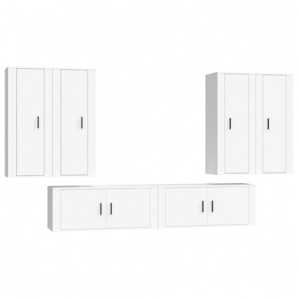 Ensemble de meubles TV 6 pcs Blanc Bois d'ingénierie