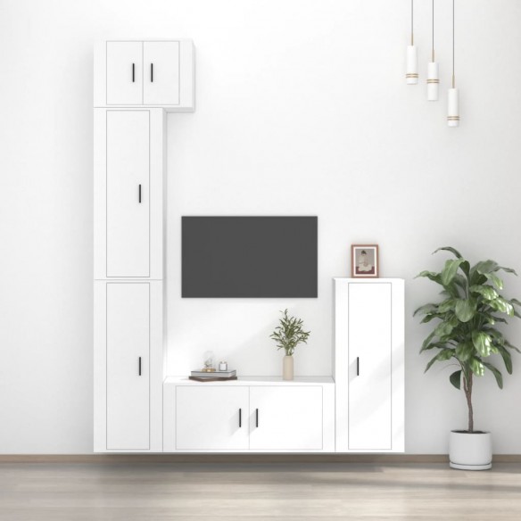 Ensemble de meubles TV 5 pcs Blanc Bois d'ingénierie