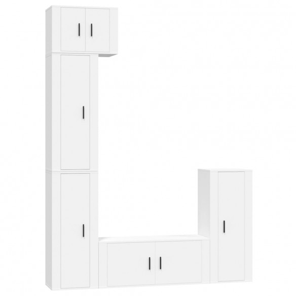 Ensemble de meubles TV 5 pcs Blanc Bois d'ingénierie