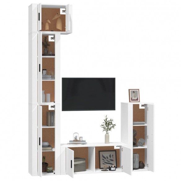 Ensemble de meubles TV 5 pcs Blanc Bois d'ingénierie