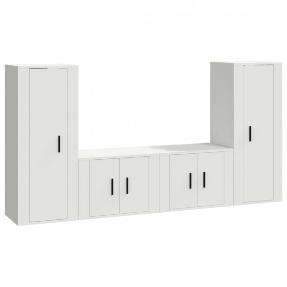 Ensemble de meubles TV 4 pcs Blanc Bois d'ingénierie