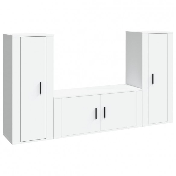 Ensemble de meubles TV 3 pcs Blanc Bois d'ingénierie