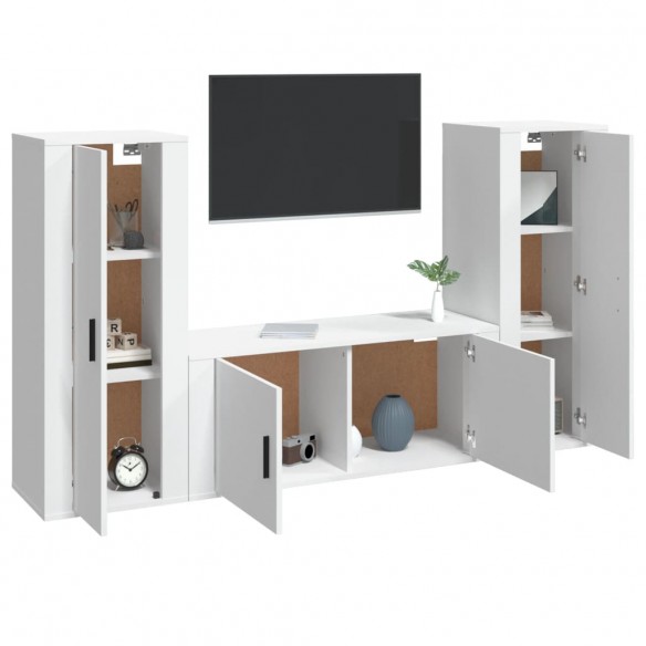 Ensemble de meubles TV 3 pcs Blanc Bois d'ingénierie