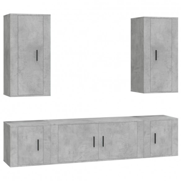 Ensemble de meubles TV 5 pcs Gris béton Bois d'ingénierie