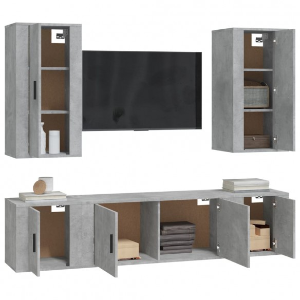 Ensemble de meubles TV 5 pcs Gris béton Bois d'ingénierie