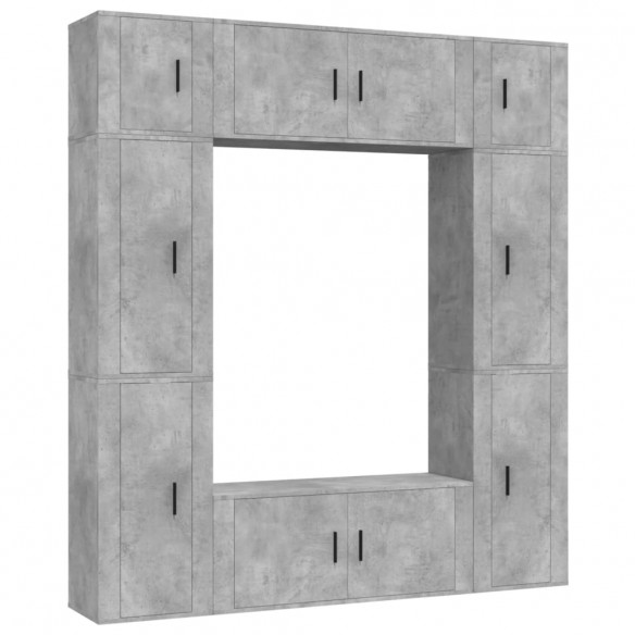 Ensemble de meubles TV 8 pcs Gris béton Bois d'ingénierie