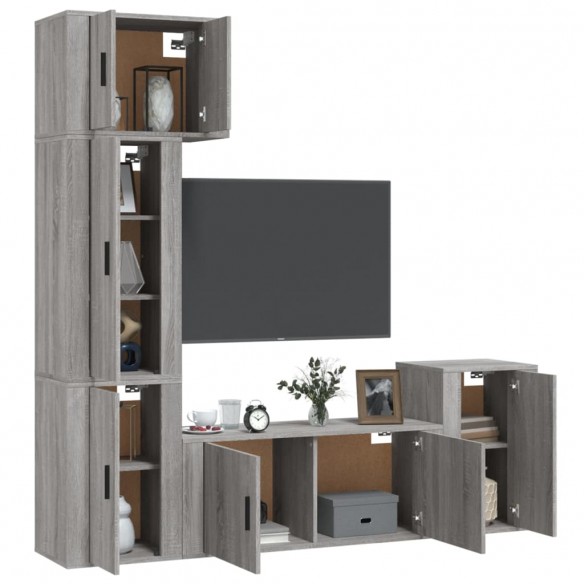 Ensemble de meubles TV 5 pcs Sonoma gris Bois d'ingénierie